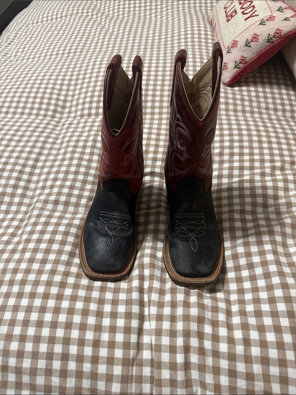 Old West Black and Brown Kids Cowboy Boots